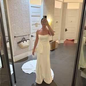 Elegant ivory Spaghetti-Strap wedding  Dress with Waist Tie from Anthropology